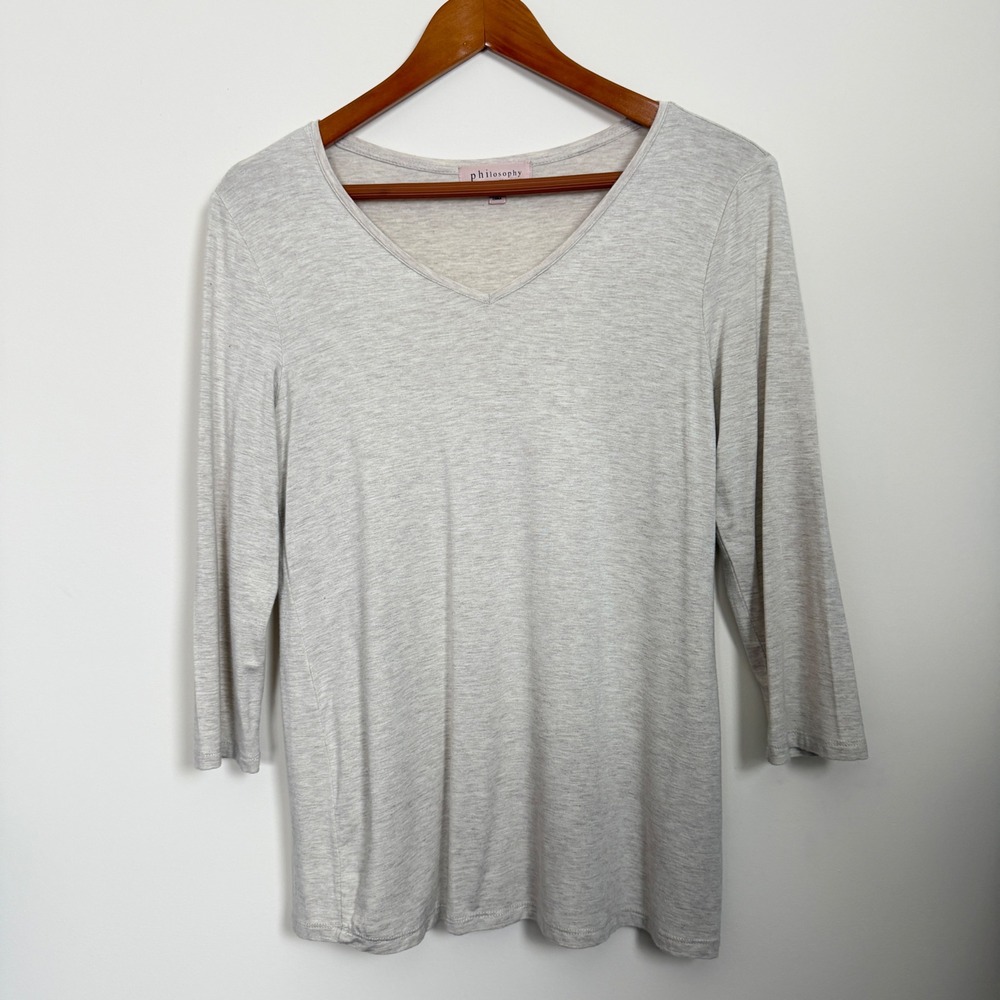Philosophy Republic Clothing Top Womens Small Heathered V-Neck 3/4 Sleeve